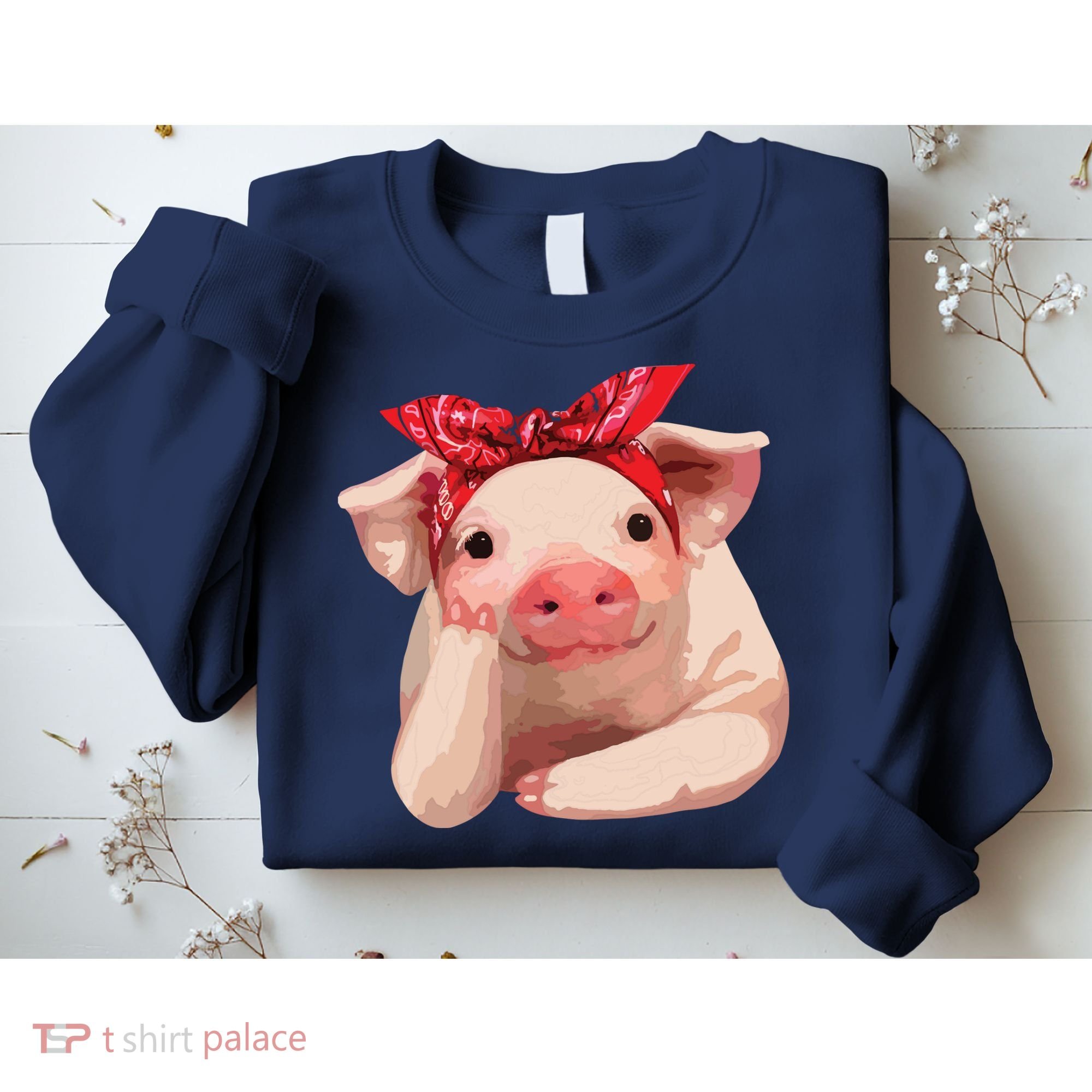 Red Bandanna Pig Funny I Love Piggy Sweatshirt