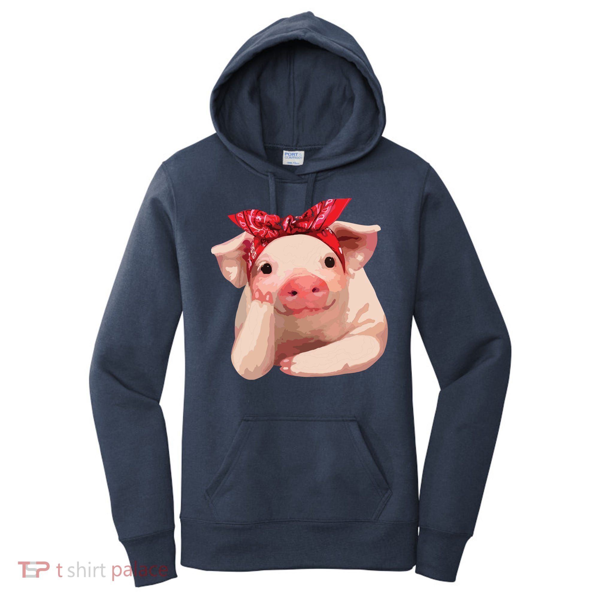 Red Bandanna Pig Funny I Love Piggy Women's Hoodie