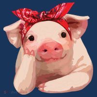 Red Bandanna Pig Funny I Love Piggy Women's Hoodie thumb 2