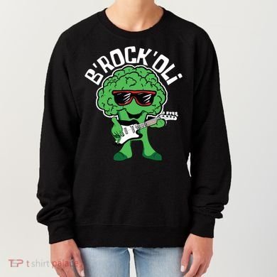 Rocking Broccoli Playing Guitar Veggie Vegetable Vegetarian Women's Sweatshirt