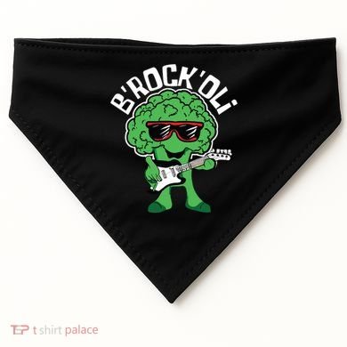 Rocking Broccoli Playing Guitar Veggie Vegetable Vegetarian USA-Made Doggie Bandana