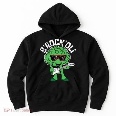 Rocking Broccoli Playing Guitar Veggie Vegetable Vegetarian Hoodie