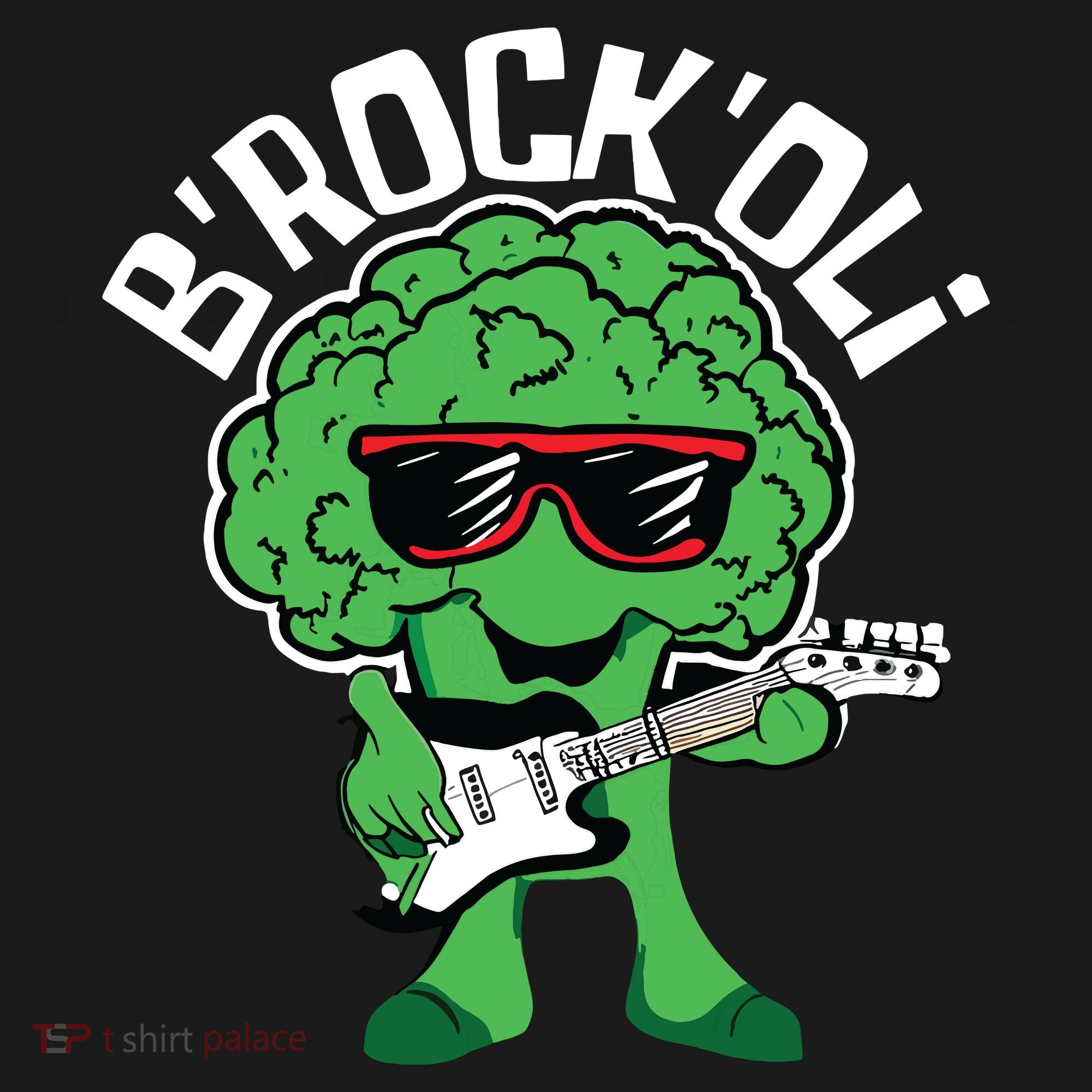 Rocking Broccoli Playing Guitar Veggie Vegetable Vegetarian Hoodie