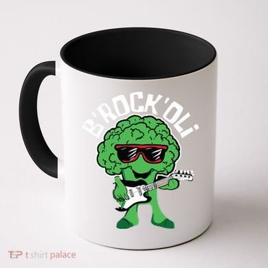 Rocking Broccoli Playing Guitar Veggie Vegetable Vegetarian Coffee Mug
