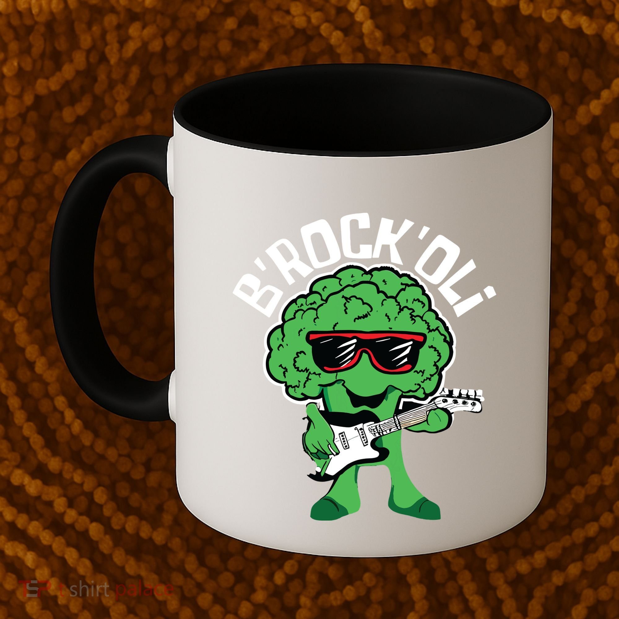 Rocking Broccoli Playing Guitar Veggie Vegetable Vegetarian Coffee Mug