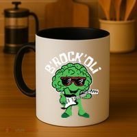 Rocking Broccoli Playing Guitar Veggie Vegetable Vegetarian Coffee Mug thumb 4