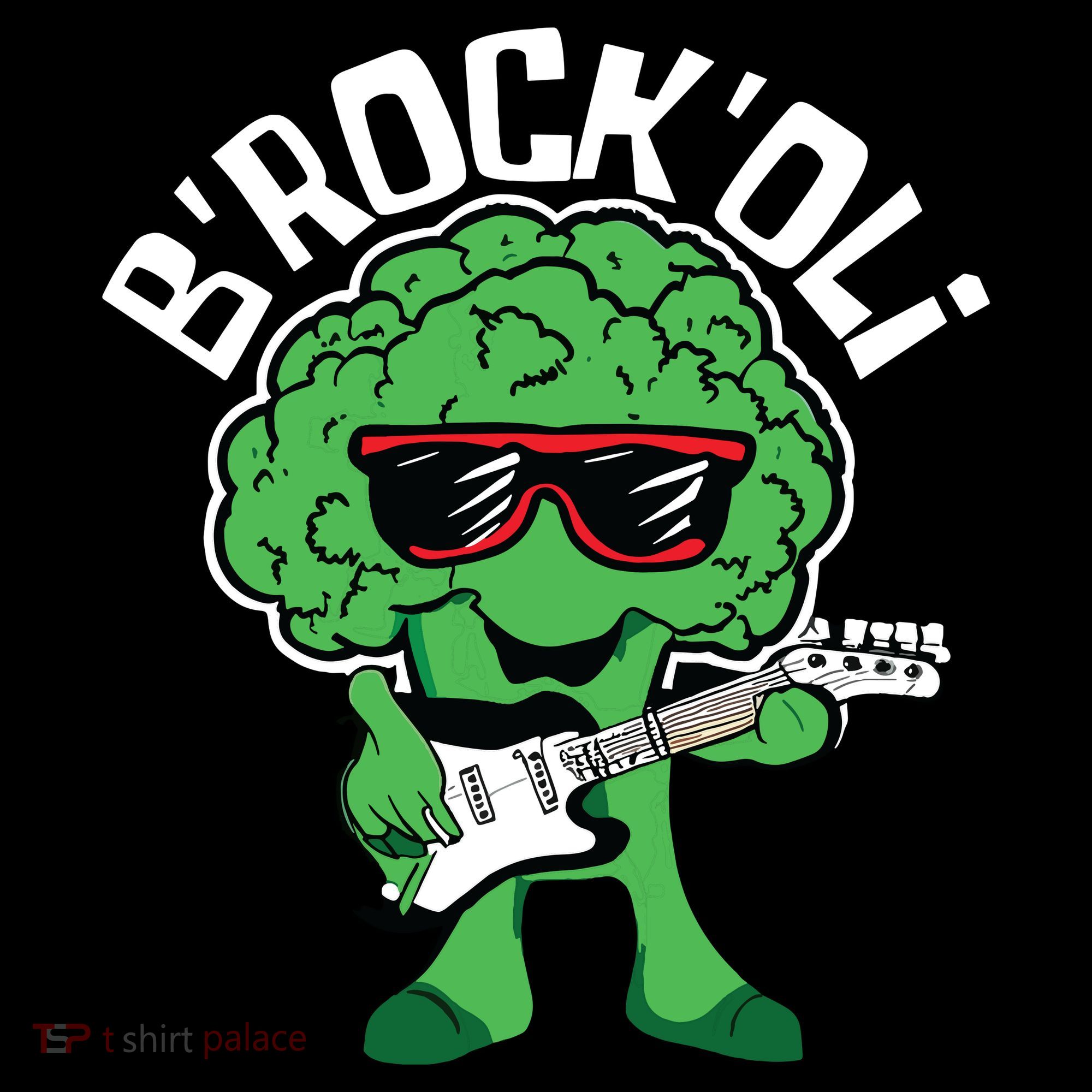 Rocking Broccoli Playing Guitar Veggie Vegetable Vegetarian Women's Hoodie