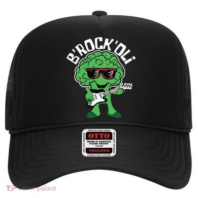 Rocking Broccoli Playing Guitar Veggie Vegetable Vegetarian Hat