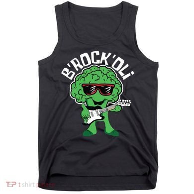 Rocking Broccoli Playing Guitar Veggie Vegetable Vegetarian Tank Top