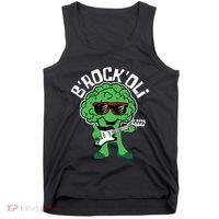 Rocking Broccoli Playing Guitar Veggie Vegetable Vegetarian Tank Top thumb 0
