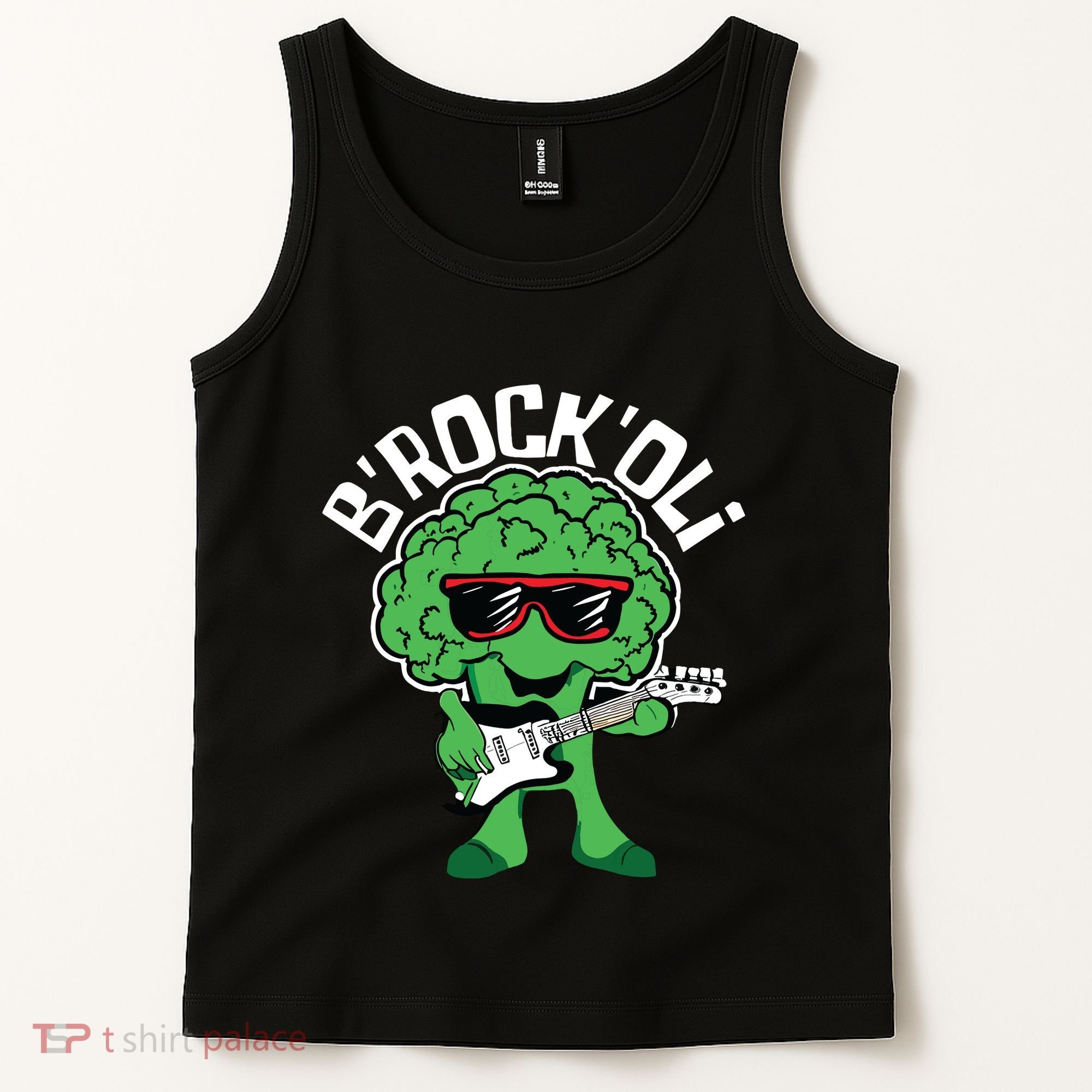 Rocking Broccoli Playing Guitar Veggie Vegetable Vegetarian Tank Top