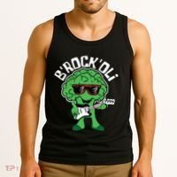 Rocking Broccoli Playing Guitar Veggie Vegetable Vegetarian Tank Top thumb 3