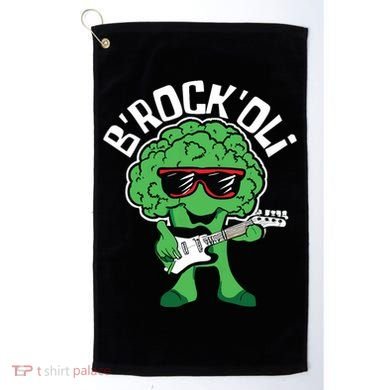 Rocking Broccoli Playing Guitar Veggie Vegetable Vegetarian Golf Towel