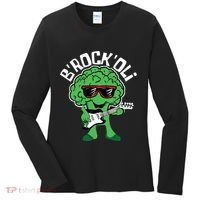 Rocking Broccoli Playing Guitar Veggie Vegetable Vegetarian Women's Long Sleeve Shirt thumb 0