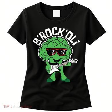 Rocking Broccoli Playing Guitar Veggie Vegetable Vegetarian Women's T-Shirt