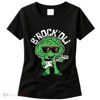 Rocking Broccoli Playing Guitar Veggie Vegetable Vegetarian Women's T-Shirt thumb 0