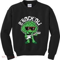 Rocking Broccoli Playing Guitar Veggie Vegetable Vegetarian Kids Sweatshirt thumb 0
