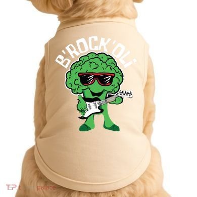 Rocking Broccoli Playing Guitar Veggie Vegetable Vegetarian Doggie Tank