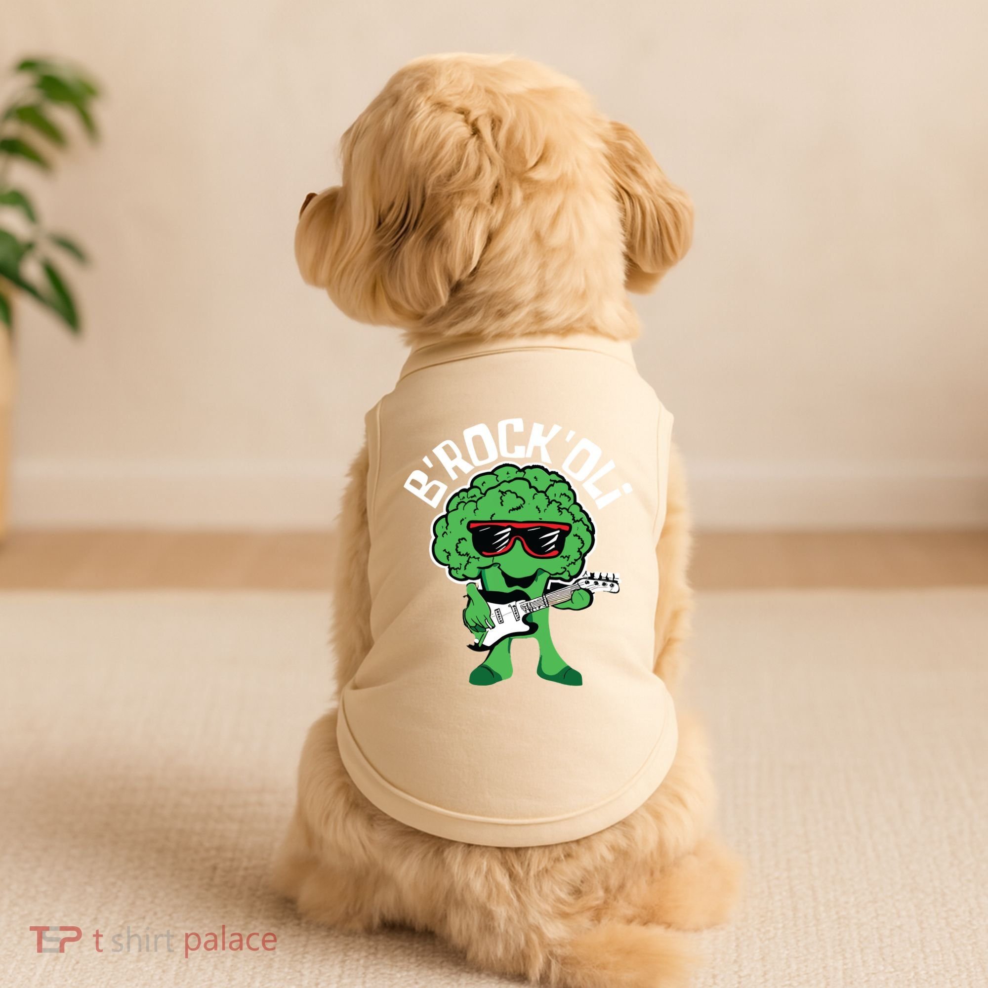 Rocking Broccoli Playing Guitar Veggie Vegetable Vegetarian Doggie Tank