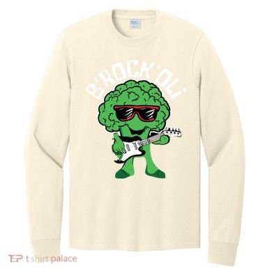 Rocking Broccoli Playing Guitar Veggie Vegetable Vegetarian Long Sleeve Shirt