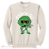 Rocking Broccoli Playing Guitar Veggie Vegetable Vegetarian Sweatshirt thumb 0