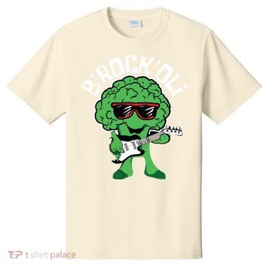 Rocking Broccoli Playing Guitar Veggie Vegetable Vegetarian T-Shirt