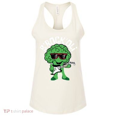 Rocking Broccoli Playing Guitar Veggie Vegetable Vegetarian Women's Tank Top