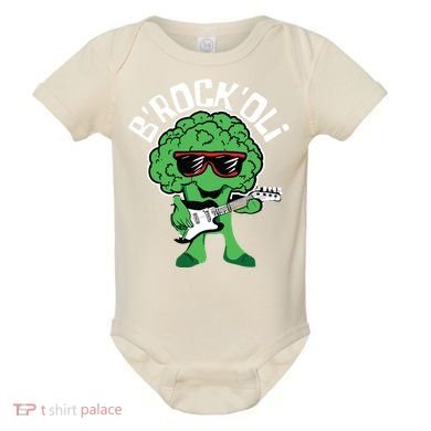 Rocking Broccoli Playing Guitar Veggie Vegetable Vegetarian Baby Bodysuit