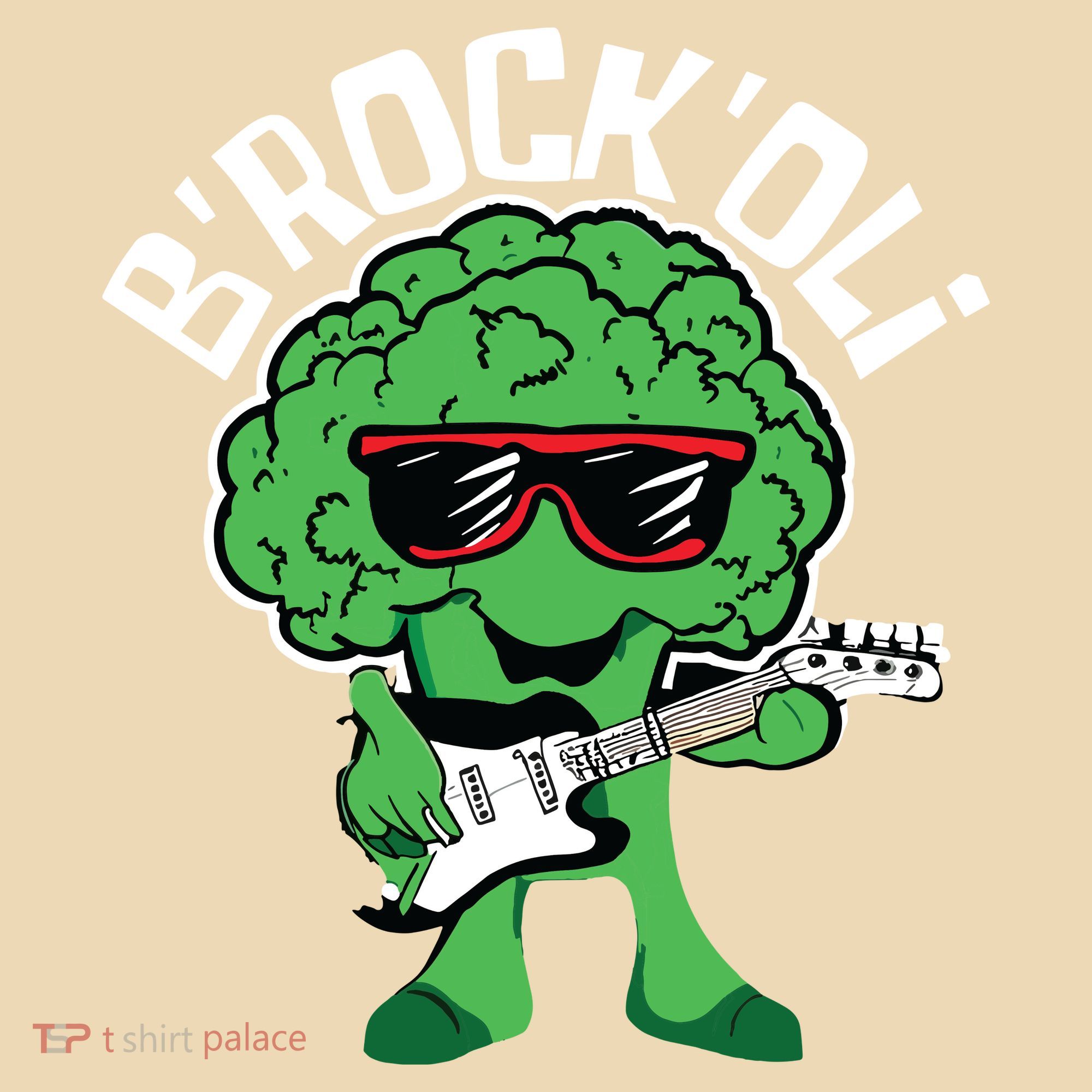 Rocking Broccoli Playing Guitar Veggie Vegetable Vegetarian Baby Bodysuit