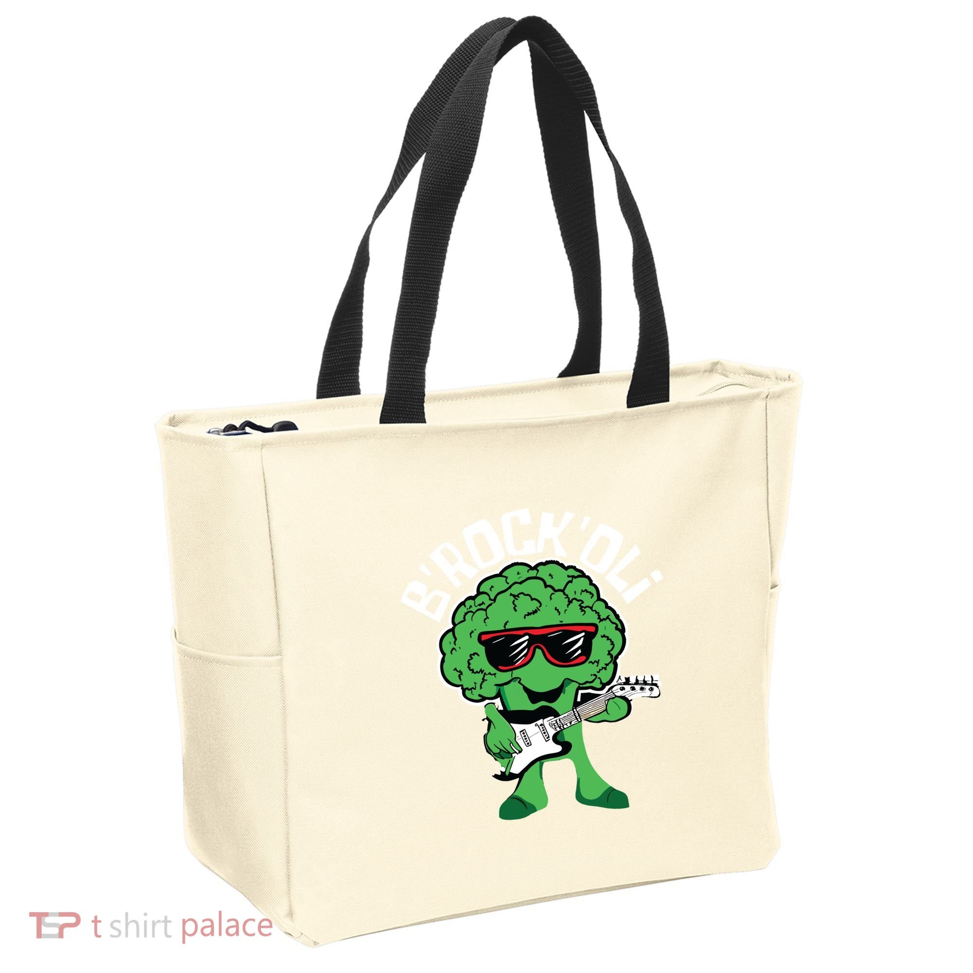 Rocking Broccoli Playing Guitar Veggie Vegetable Vegetarian Tote Bag