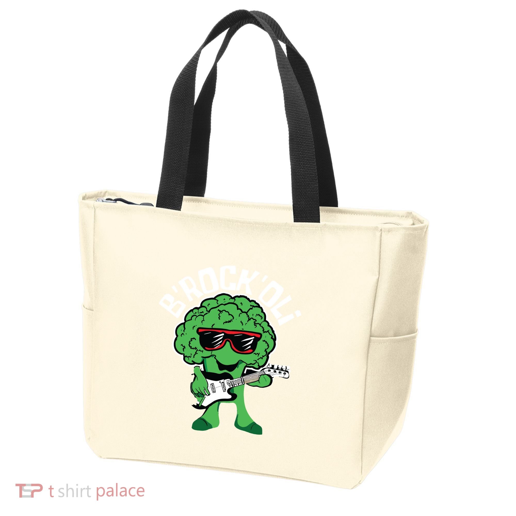Rocking Broccoli Playing Guitar Veggie Vegetable Vegetarian Tote Bag