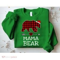 Red Buffalo Plaid Mama Bear Christmas Pajama Family Sweatshirt thumb 2