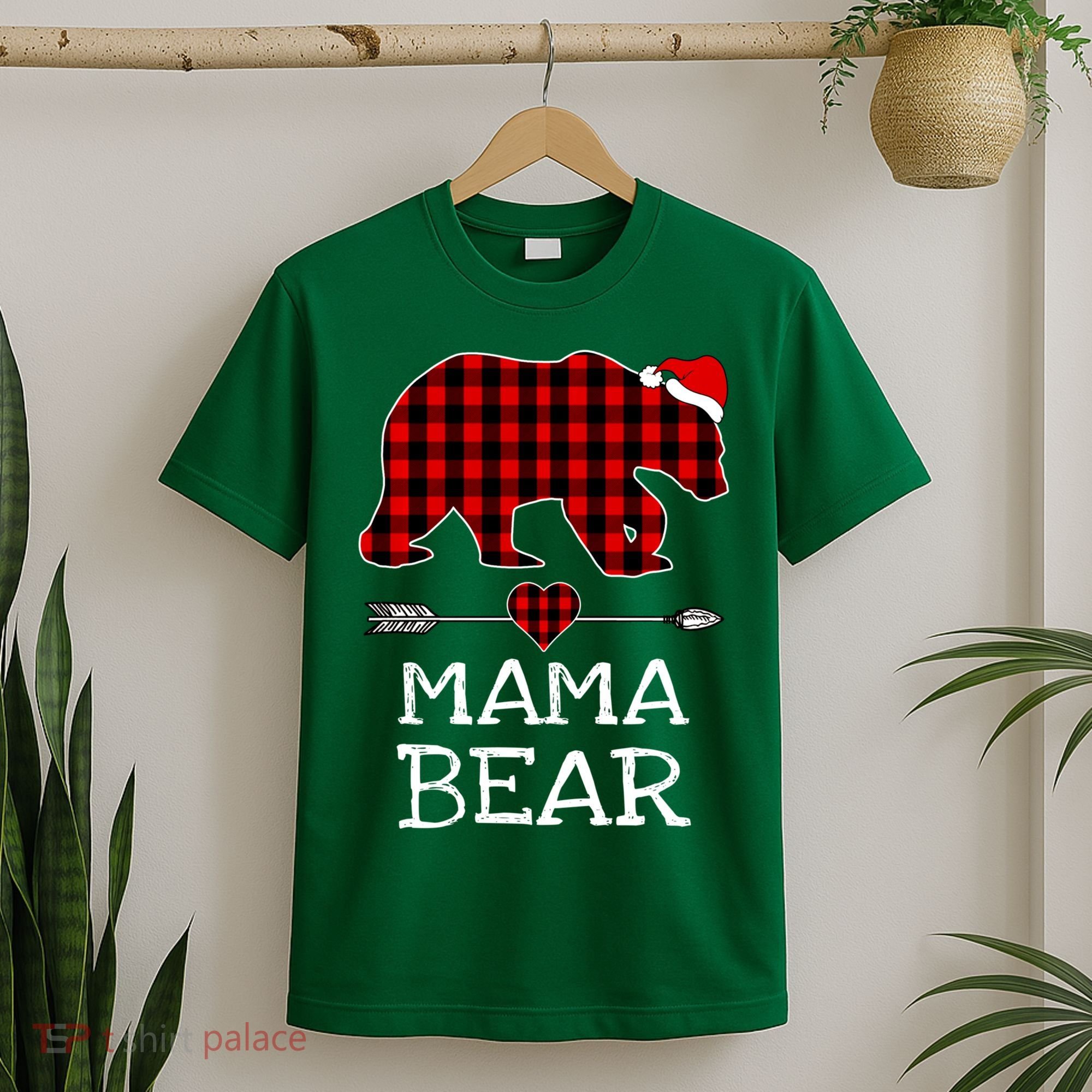 Red Buffalo Plaid Mama Bear Christmas Pajama Family T-Shirt