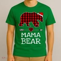 Red Buffalo Plaid Mama Bear Christmas Pajama Family T-Shirt thumb 3