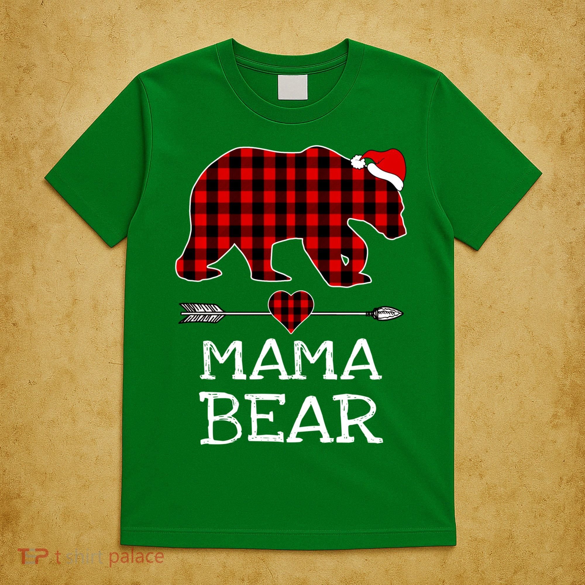 Red Buffalo Plaid Mama Bear Christmas Pajama Family T-Shirt