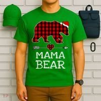 Red Buffalo Plaid Mama Bear Christmas Pajama Family T-Shirt thumb 6