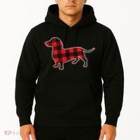 Red Buffalo Plaid Dachshund Dog Xmas Holiday Wiener Hoodie thumb 2