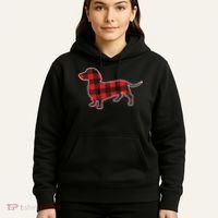 Red Buffalo Plaid Dachshund Dog Xmas Holiday Wiener Hoodie thumb 5