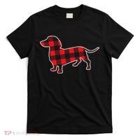 Red Buffalo Plaid Dachshund Dog Xmas Holiday Wiener T-Shirt thumb 0