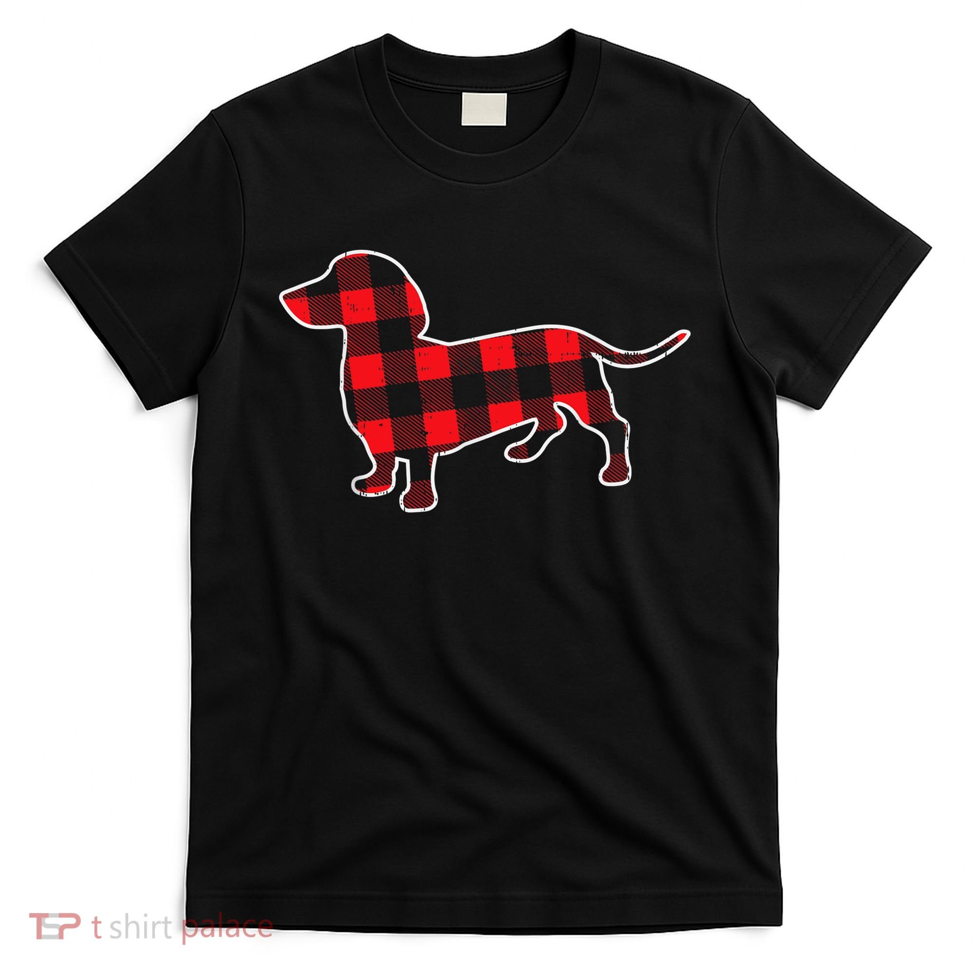 Red Buffalo Plaid Dachshund Dog Xmas Holiday Wiener T-Shirt