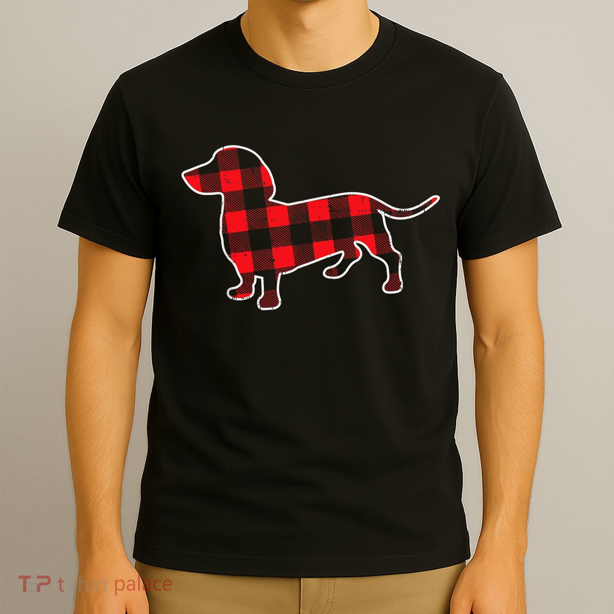 Red Buffalo Plaid Dachshund Dog Xmas Holiday Wiener T-Shirt