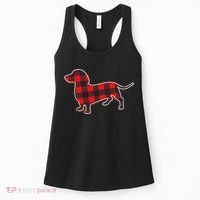Red Buffalo Plaid Dachshund Dog Xmas Holiday Wiener Women's Tank Top thumb 0