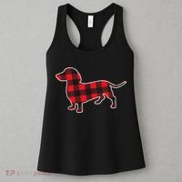 Red Buffalo Plaid Dachshund Dog Xmas Holiday Wiener Women's Tank Top thumb 3
