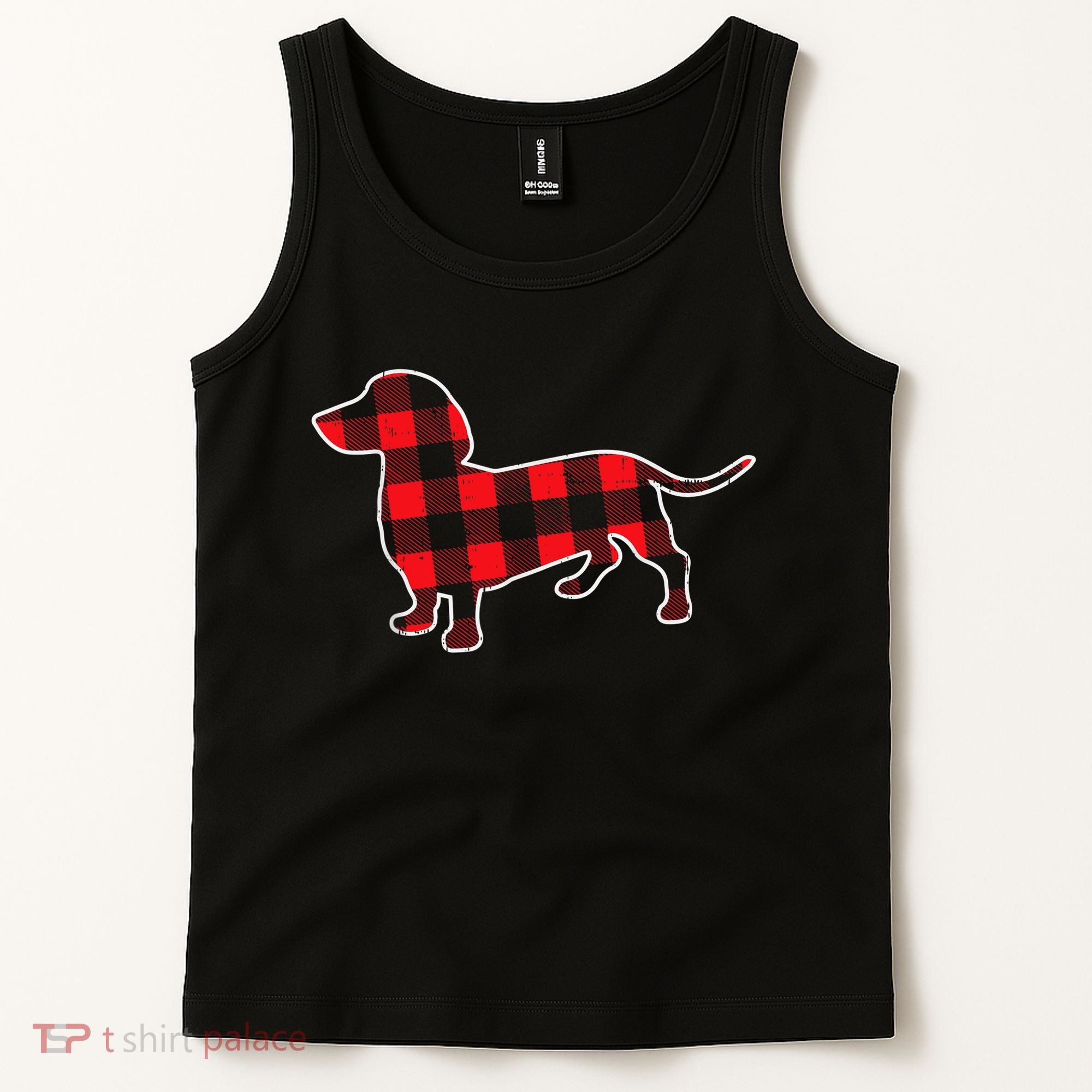 Red Buffalo Plaid Dachshund Dog Xmas Holiday Wiener Tank Top