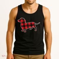 Red Buffalo Plaid Dachshund Dog Xmas Holiday Wiener Tank Top thumb 3
