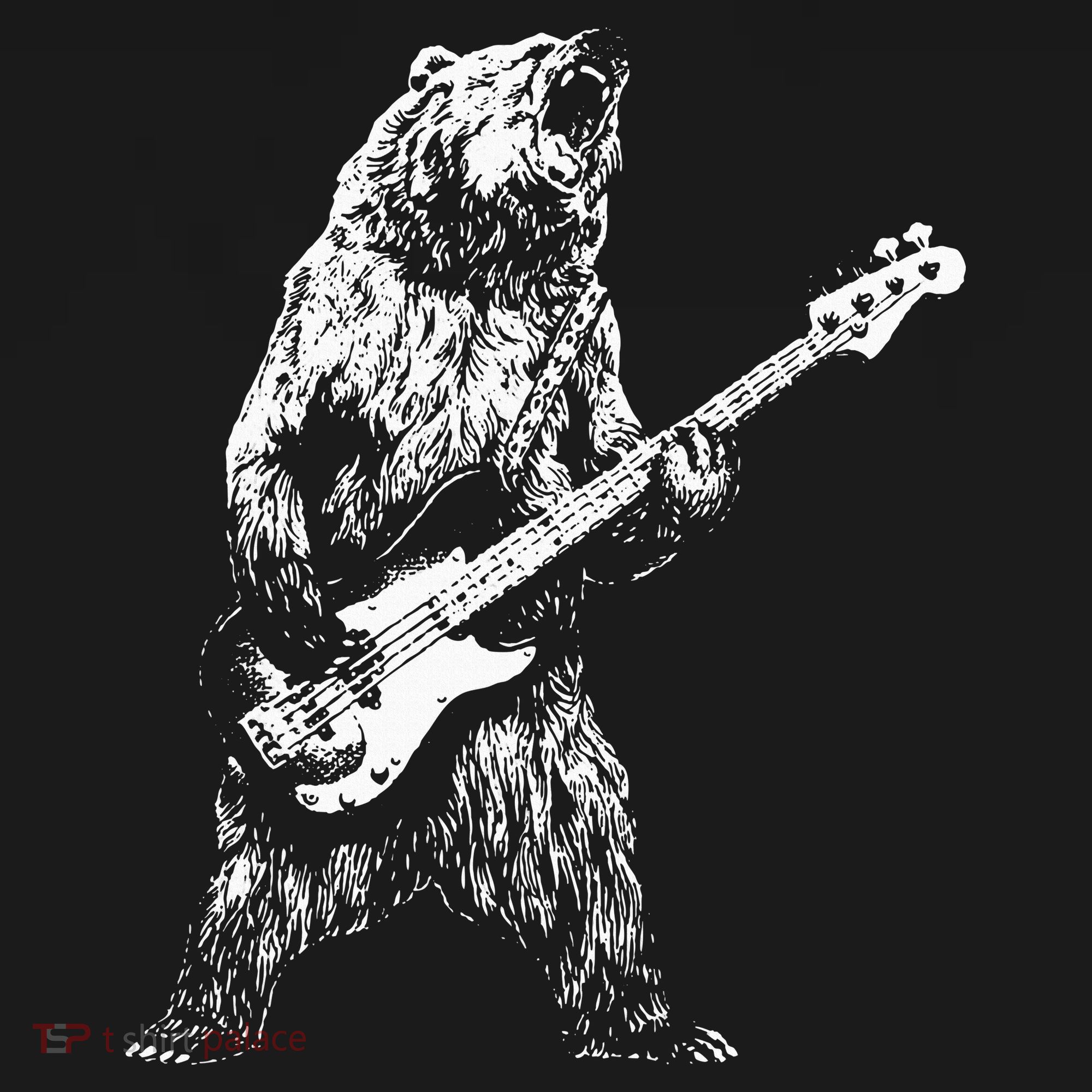 Retro Bear Playing Bass Guitar Bear Guitarist Music Lovers Women's Hoodie
