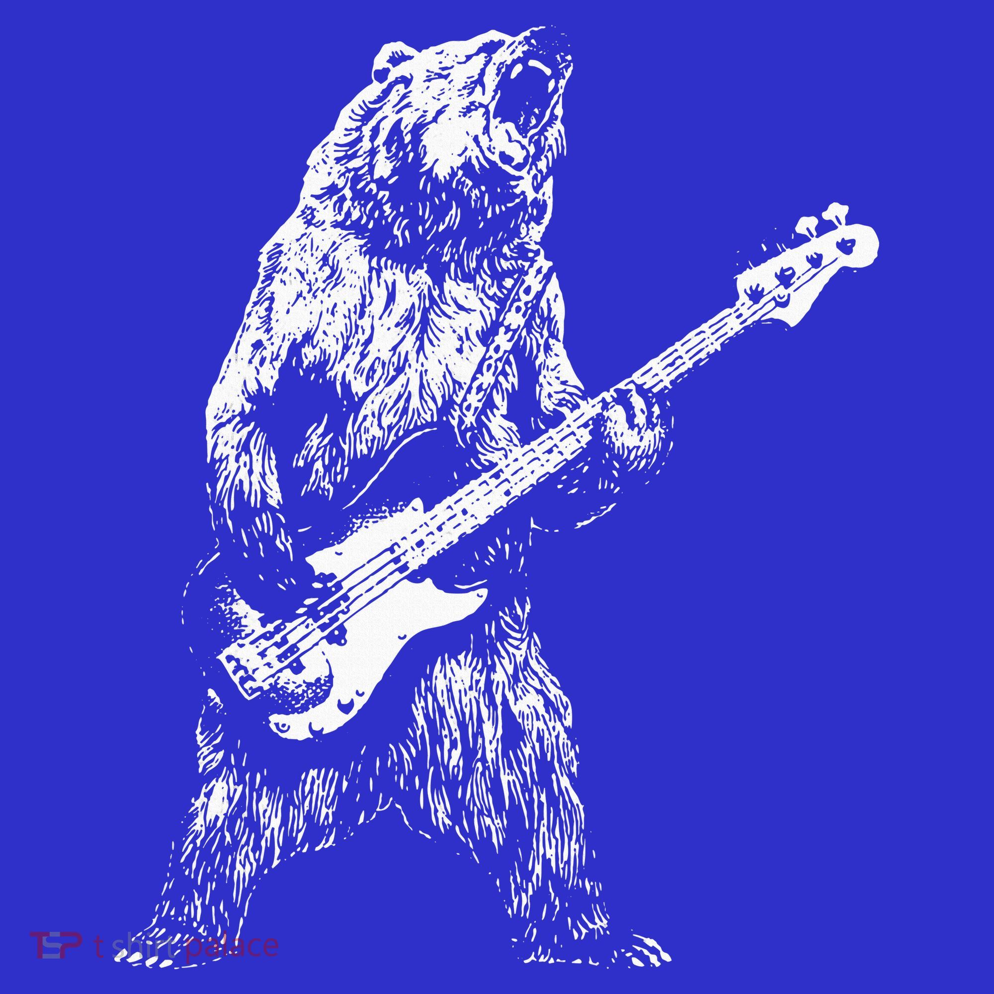 Retro Bear Playing Bass Guitar Bear Guitarist Music Lovers Apron