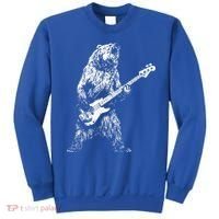 Retro Bear Playing Bass Guitar Bear Guitarist Music Lovers Sweatshirt thumb 0