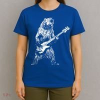 Retro Bear Playing Bass Guitar Bear Guitarist Music Lovers T-Shirt thumb 4