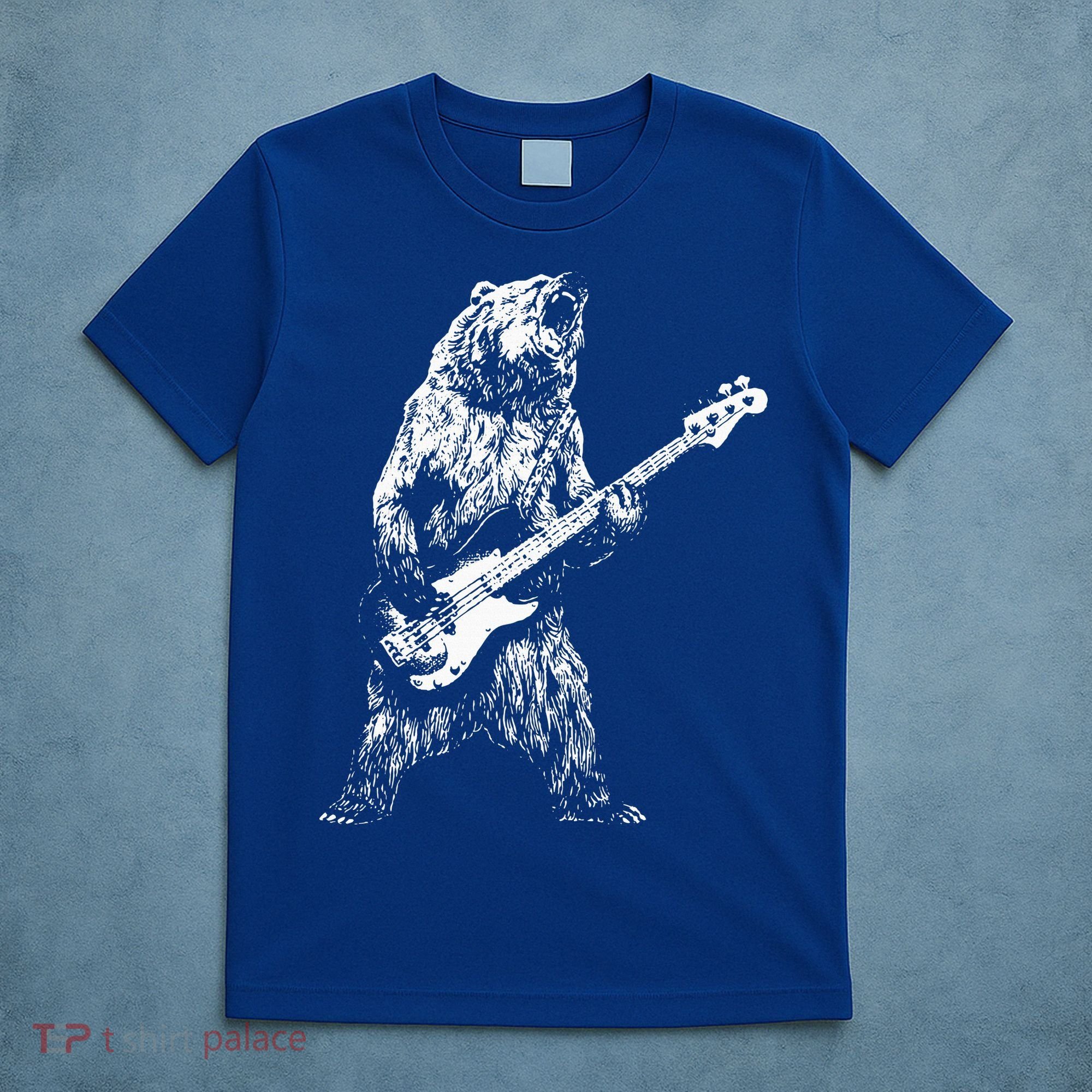 Retro Bear Playing Bass Guitar Bear Guitarist Music Lovers T-Shirt